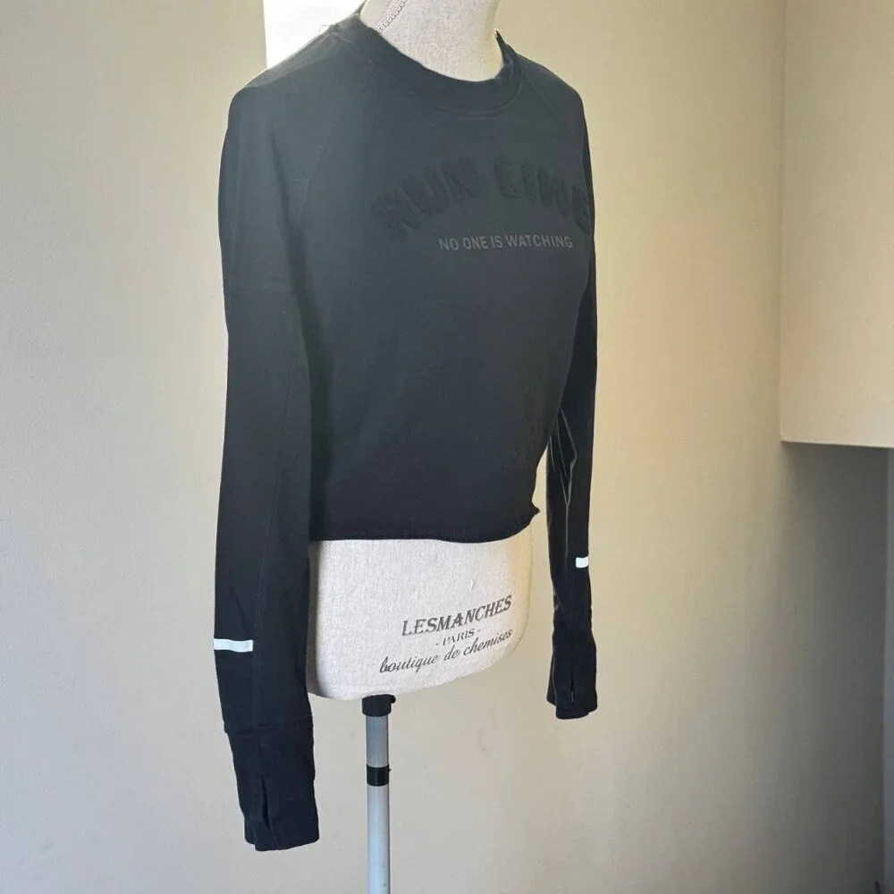 H&M Running Long Sleeve High-Low Top in Black – Size S